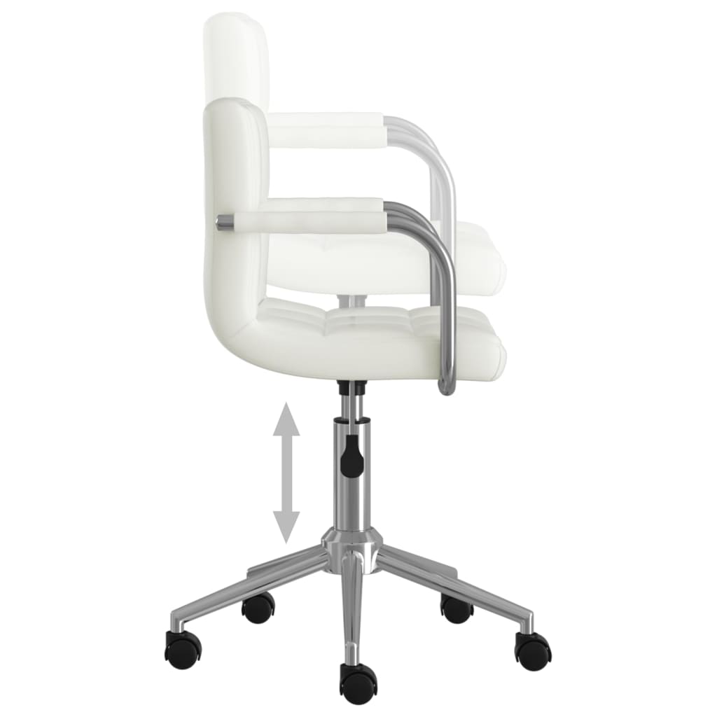 vidaXL Silla de oficina giratoria de cuero sintético blanco