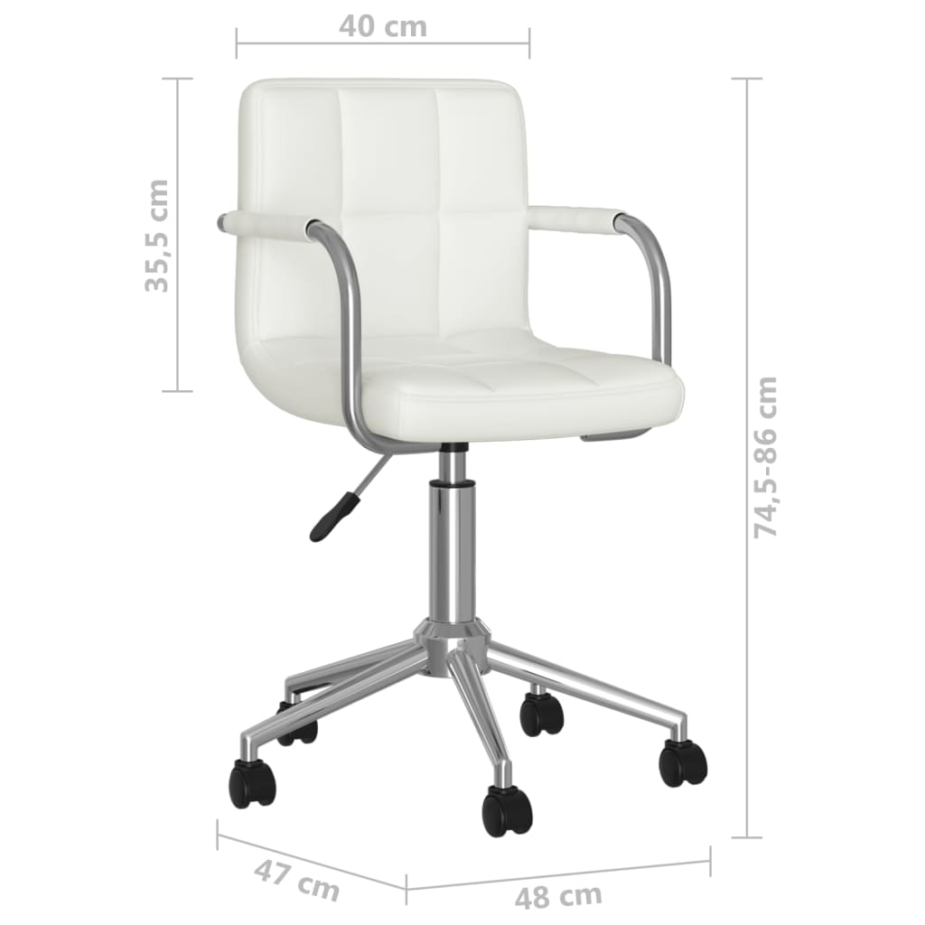 vidaXL Silla de oficina giratoria de cuero sintético blanco