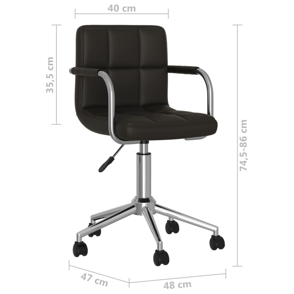 vidaXL Silla de oficina giratoria de cuero sintético negro