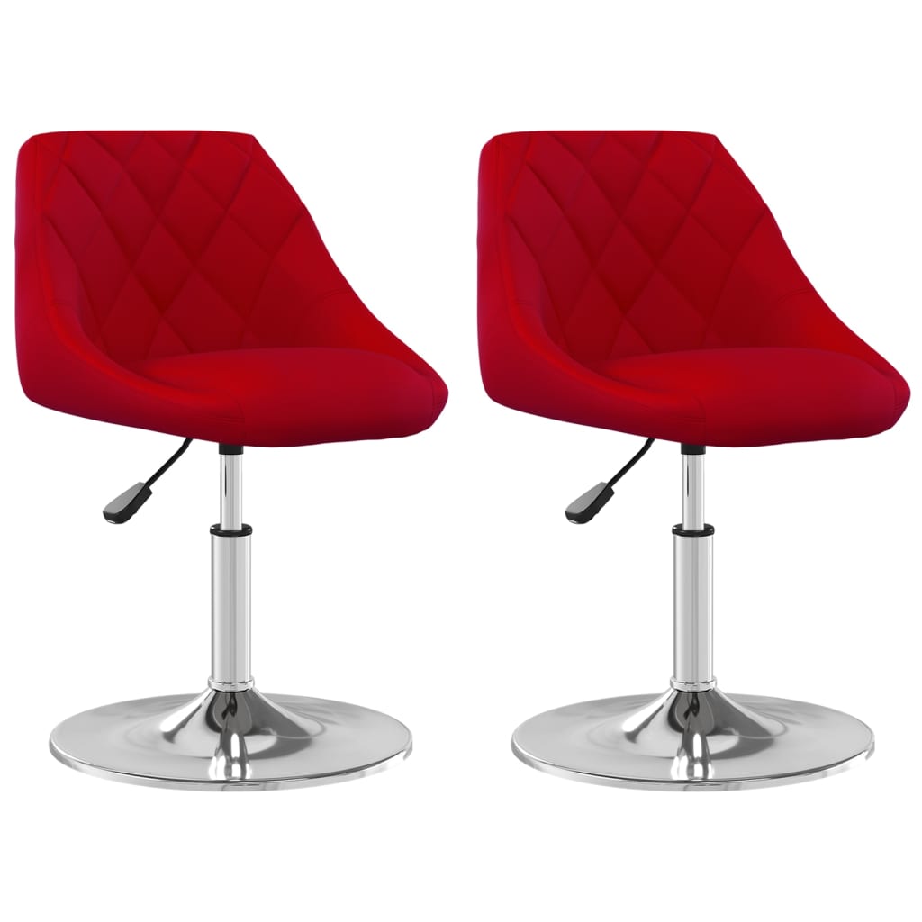 vidaXL Sillas de comedor giratorias 2 unidades terciopelo rojo tinto