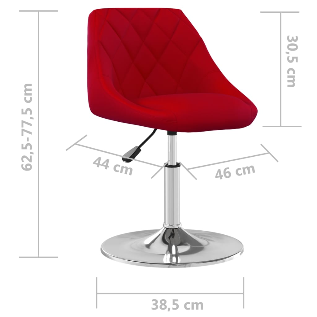 vidaXL Sillas de comedor giratorias 2 unidades terciopelo rojo tinto