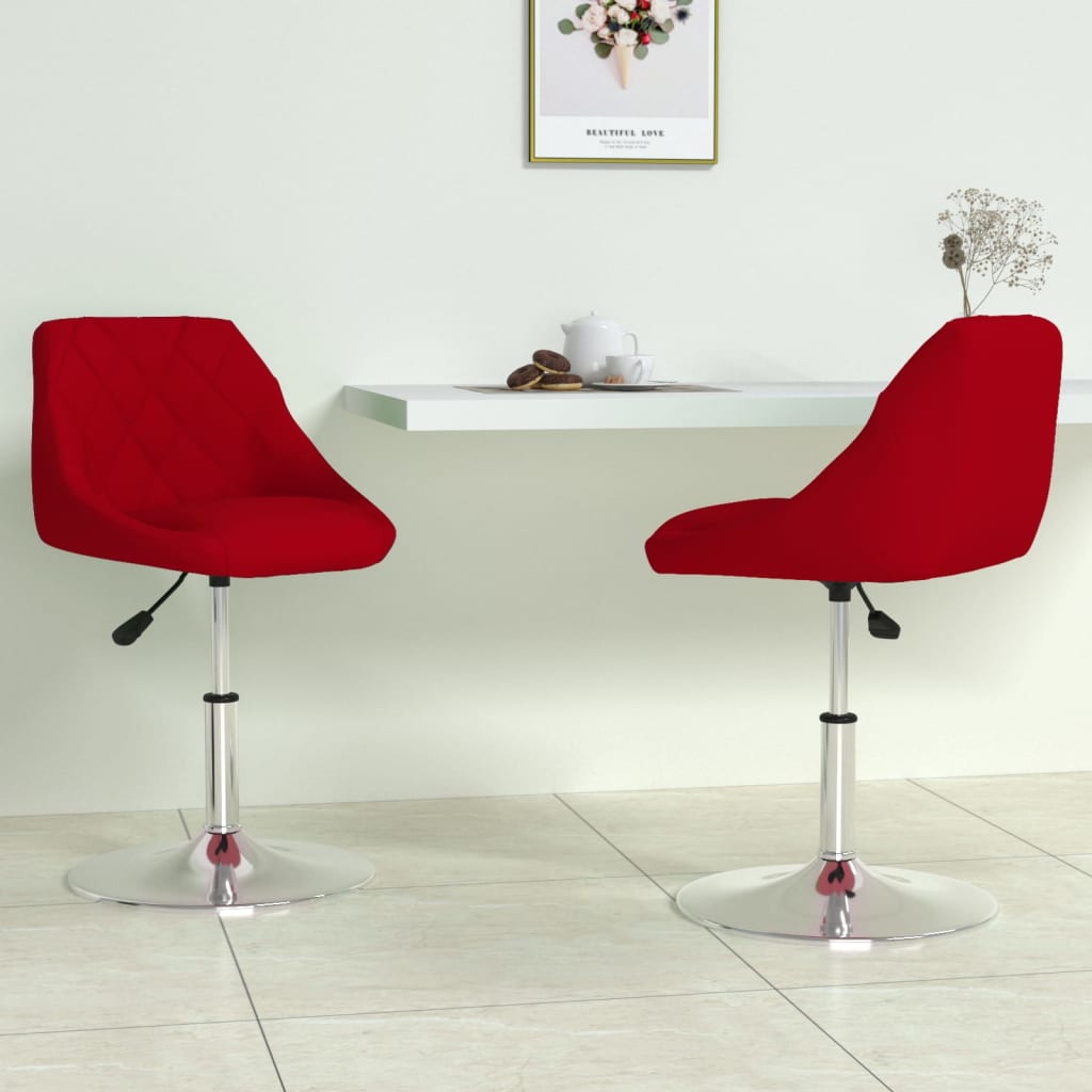 vidaXL Sillas de comedor giratorias 2 unidades terciopelo rojo tinto