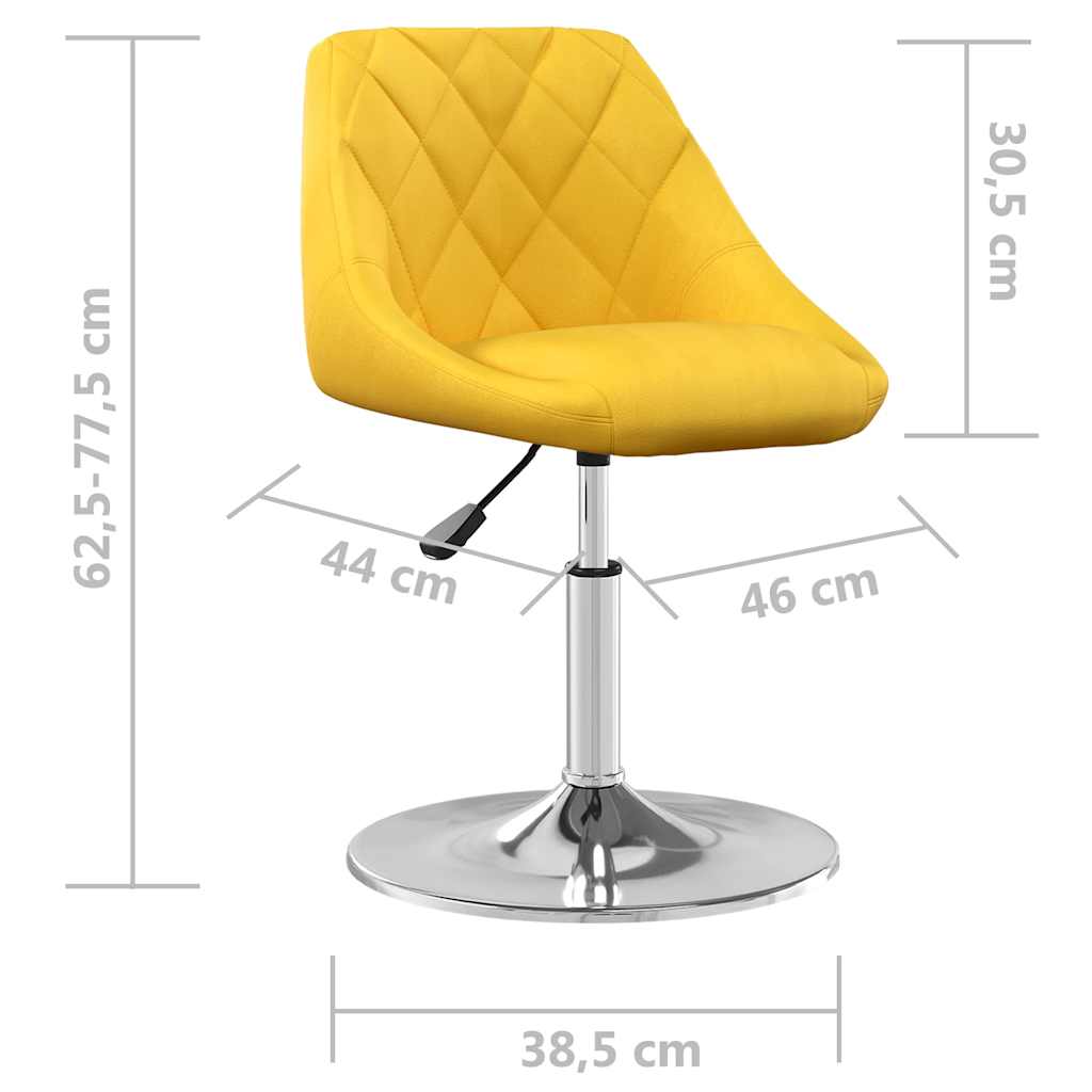 vidaXL Sillas de comedor giratorias 2 uds terciopelo amarillo mostaza