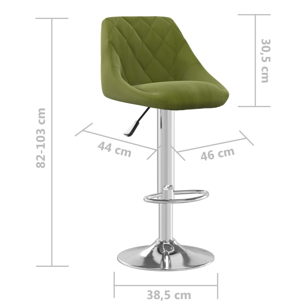 vidaXL Taburete de cocina 2 unidades de terciopelo verde claro