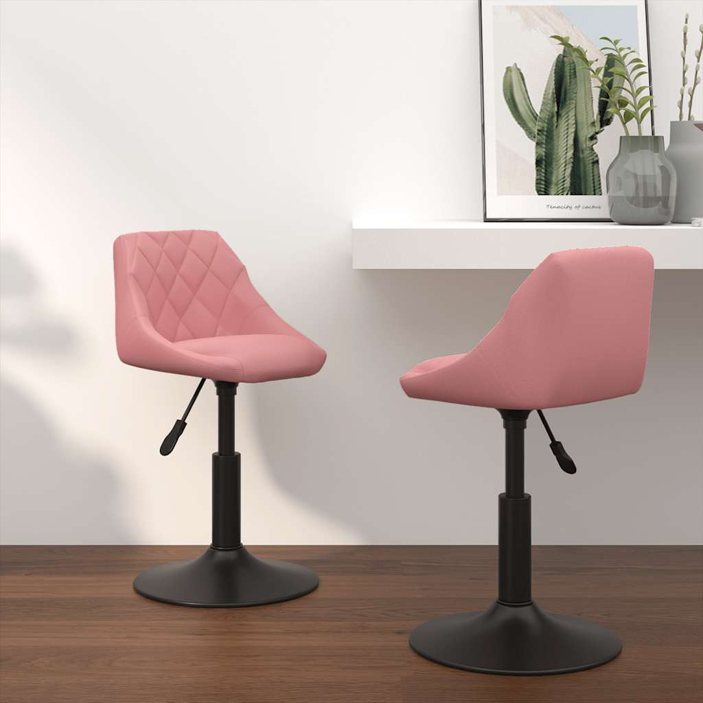 vidaXL Sillas de comedor giratorias 2 unidades terciopelo rosa