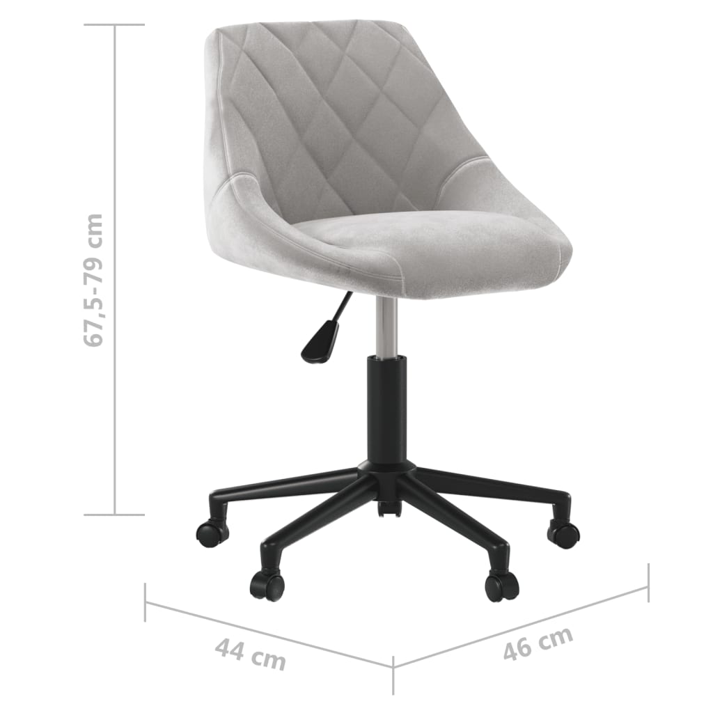 vidaXL Silla de oficina giratoria de terciopelo gris claro