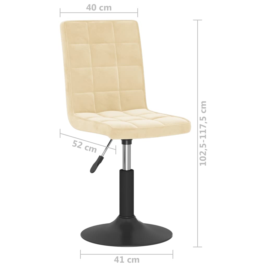 vidaXL Sillas de comedor giratorias 2 uds terciopelo crema