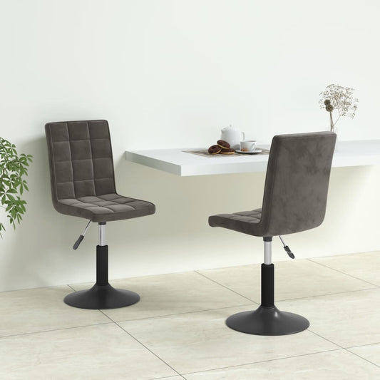 vidaXL Sillas de comedor giratorias 2 unidades terciopelo gris oscuro