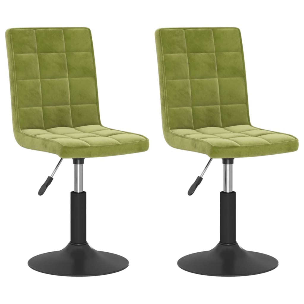 vidaXL Sillas de comedor giratorias 2 uds de terciopelo verde claro