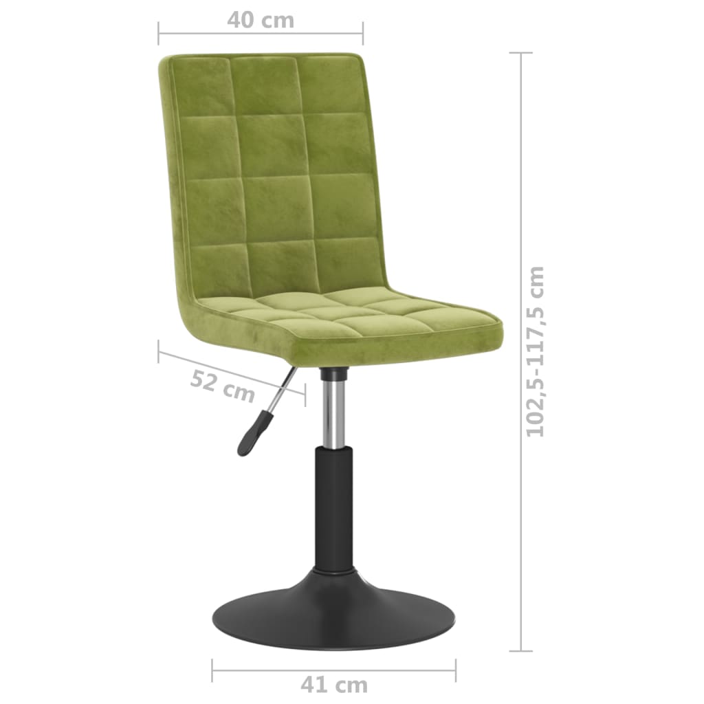 vidaXL Sillas de comedor giratorias 2 uds de terciopelo verde claro