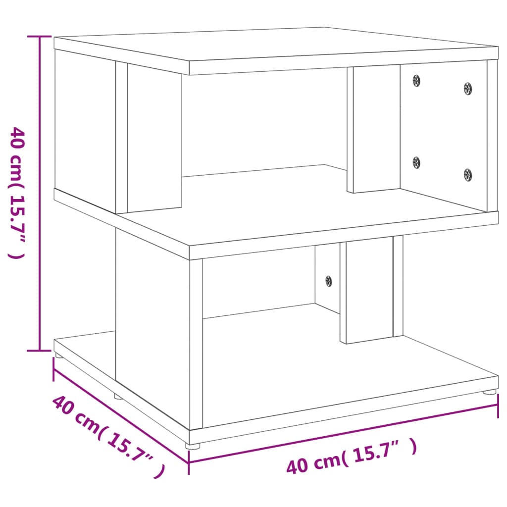 vidaXL Mesa auxiliar de madera contrachapada roble Sonoma 40x40x40 cm