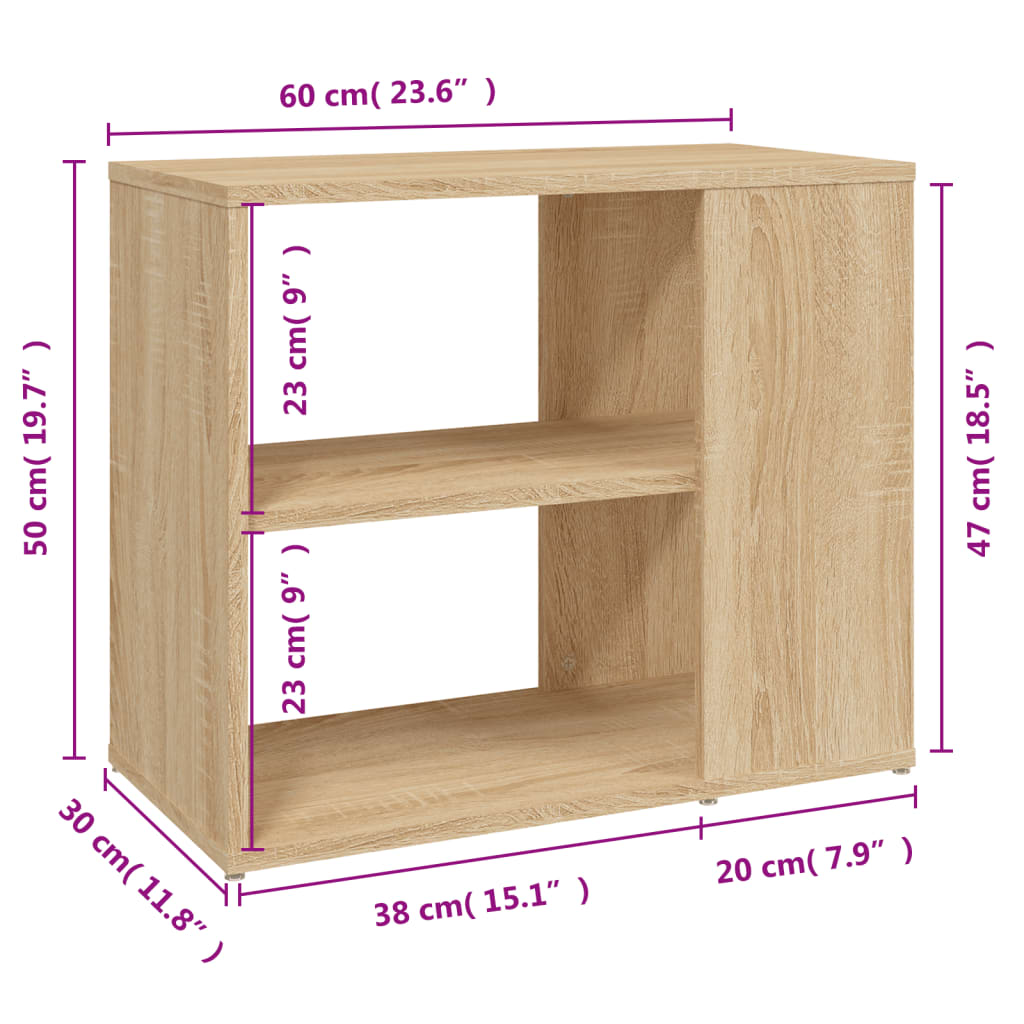 vidaXL Armario auxiliar madera contrachapada roble Sonoma 60x30x50 cm