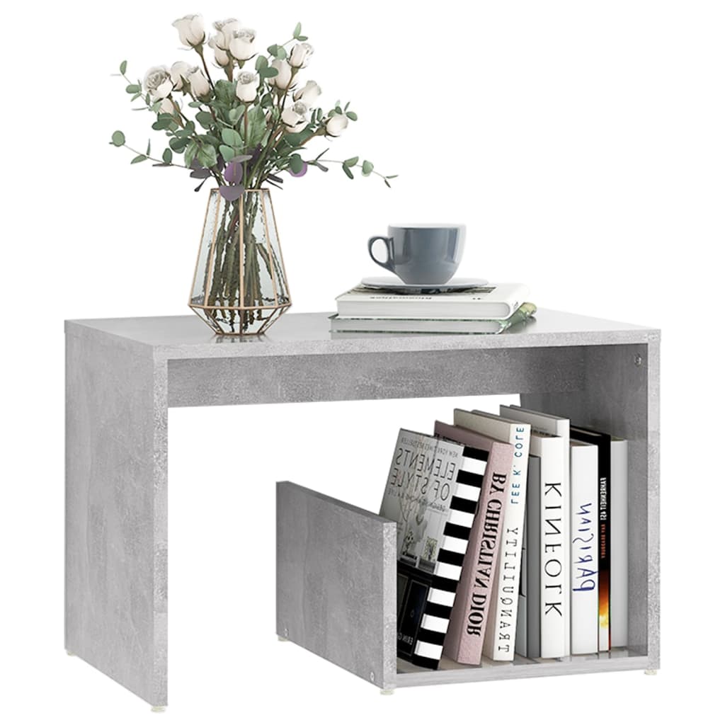 vidaXL Mesa auxiliar de madera contrachapada gris hormigón 59x36x38 cm