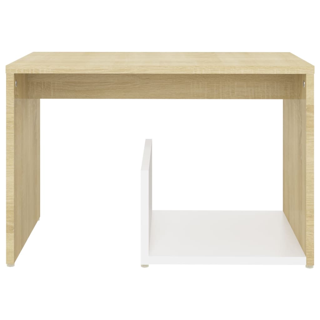 vidaXL Mesa auxiliar de madera contrachapada blanco y roble 59x36x38cm