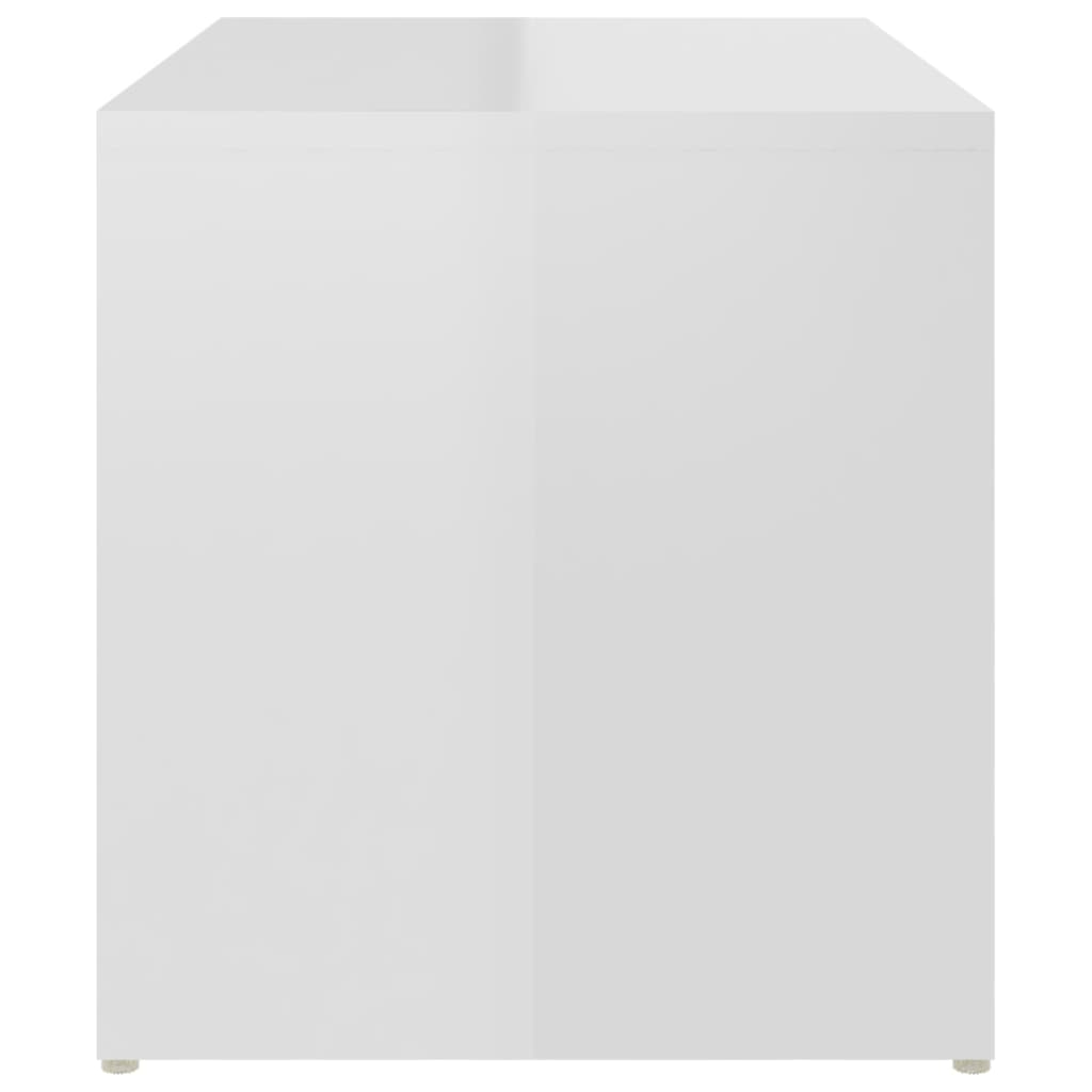 vidaXL Mesa auxiliar de madera contrachapada blanco brillo 59x36x38 cm