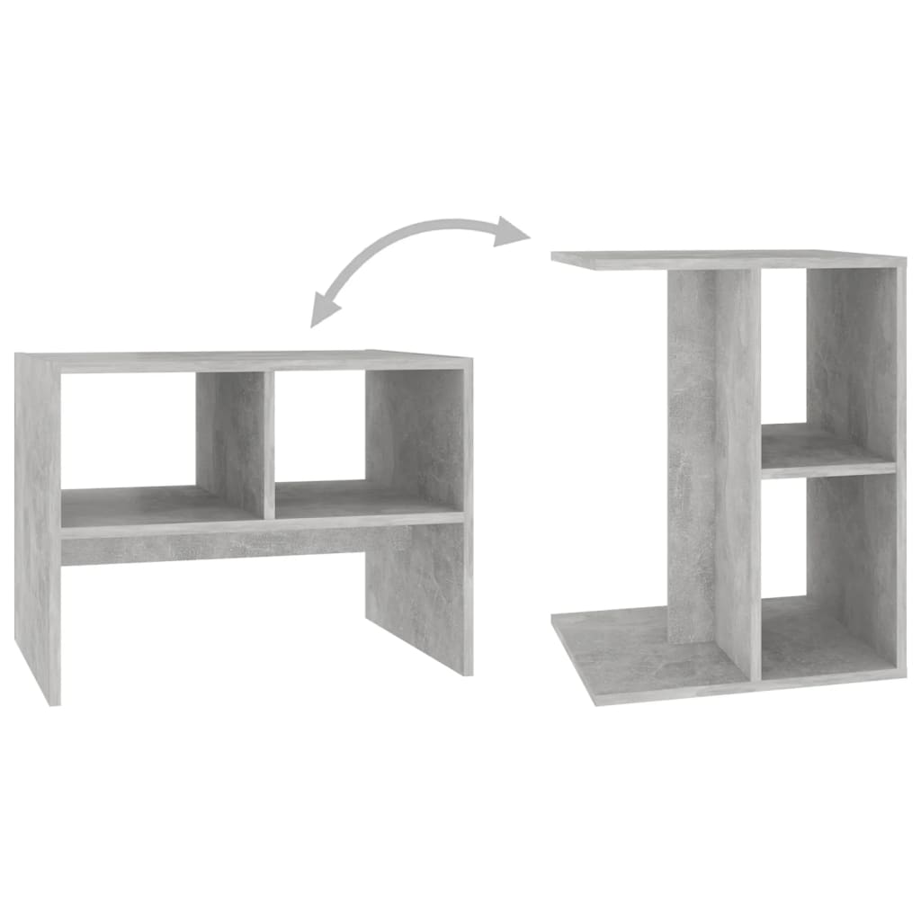 vidaXL Mesa auxiliar de madera contrachapada gris hormigón 60x40x45 cm