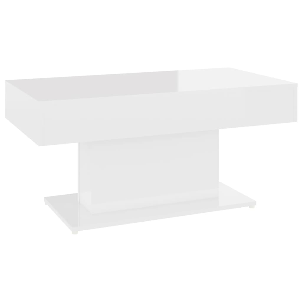 vidaXL Mesa de centro madera contrachapada blanco brillante 96x50x45cm