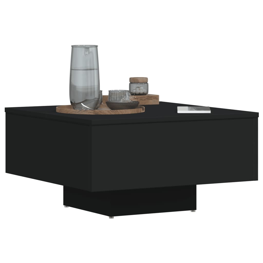 vidaXL Mesa de centro madera contrachapada negro 60x60x31,5 cm