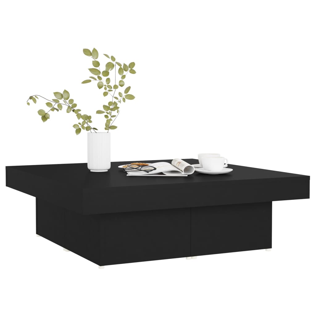 vidaXL Mesa de centro madera contrachapada negro 90x90x28 cm