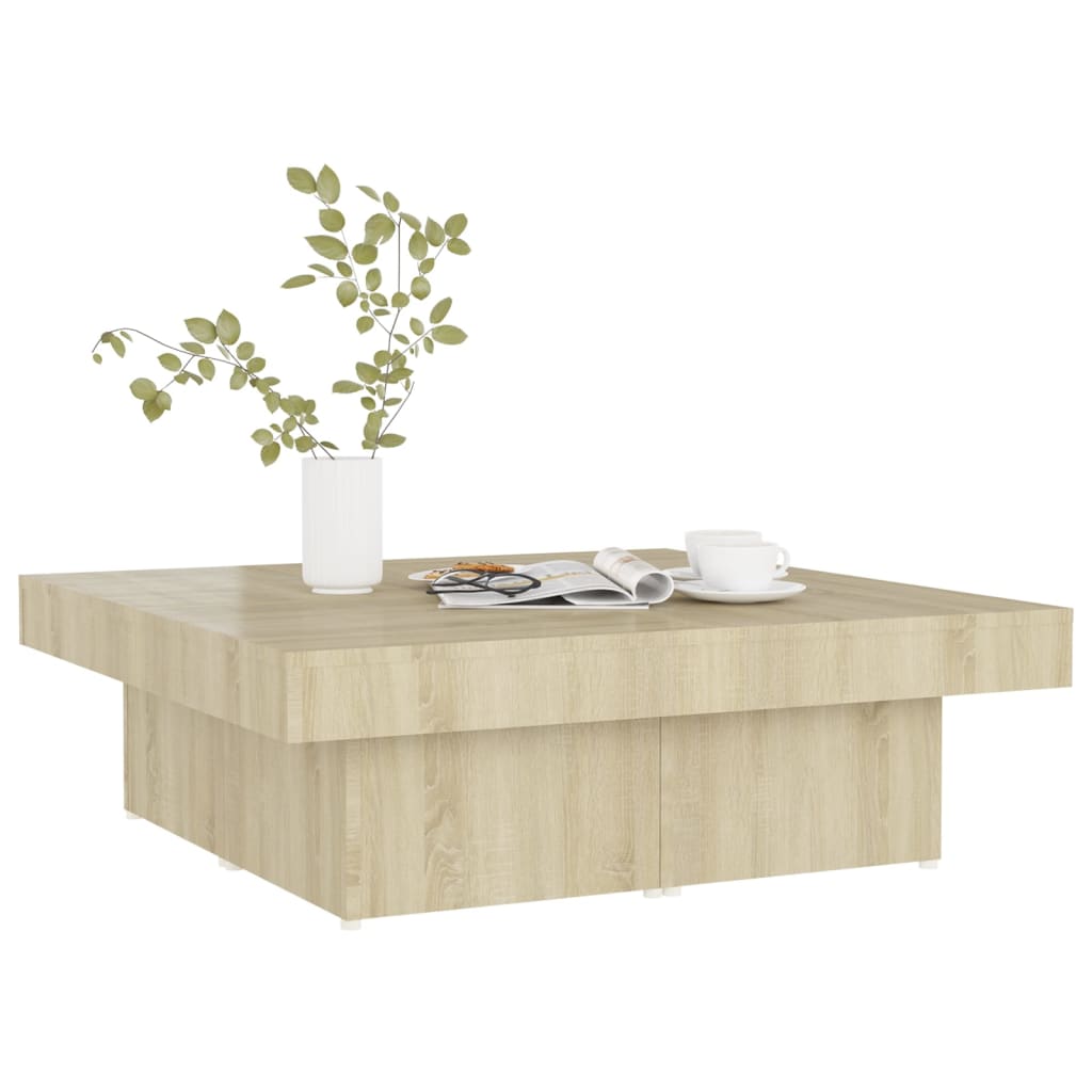 vidaXL Mesa de centro madera contrachapada roble Sonoma 90x90x28 cm