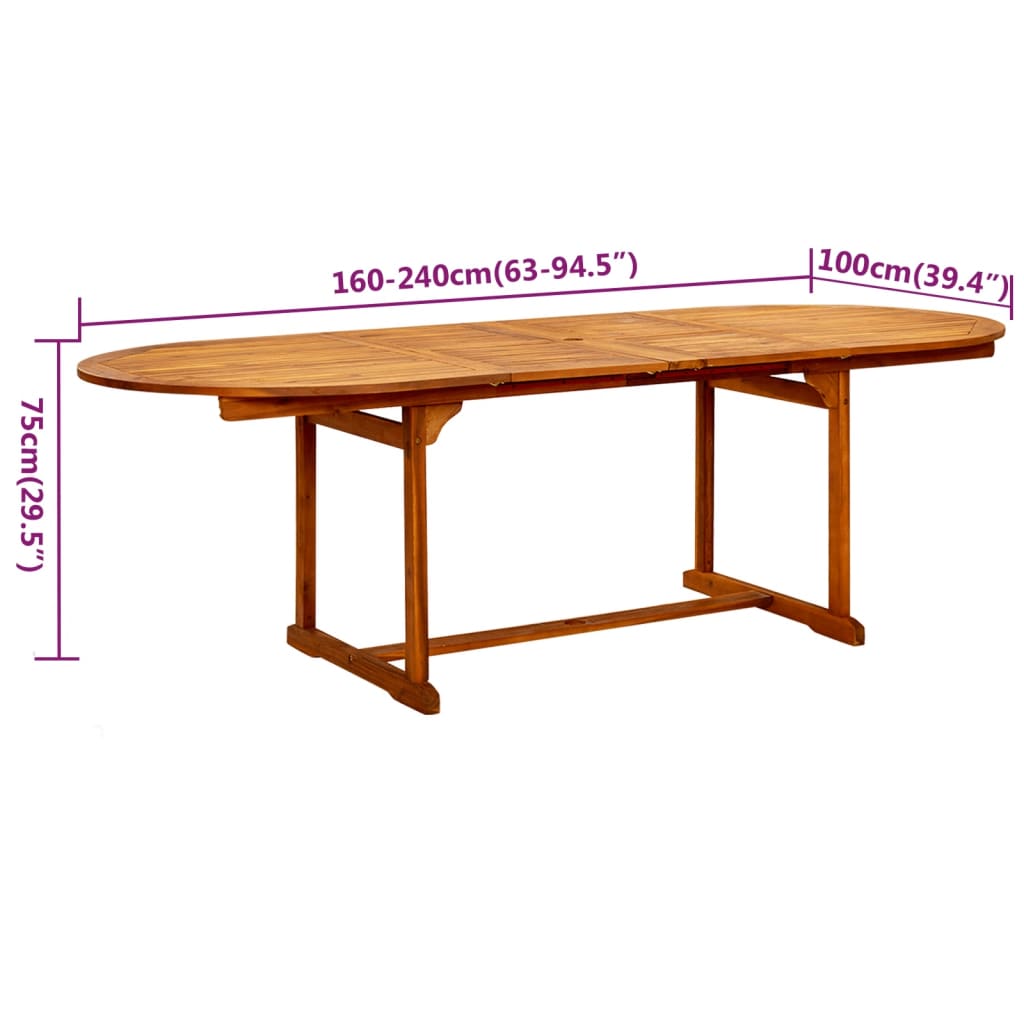 vidaXL Juego de comedor para jardín 9 piezas madera maciza de acacia