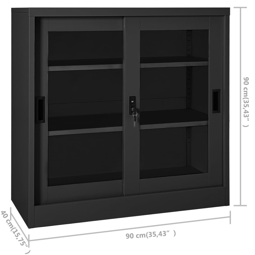 vidaXL Armario con puerta corredera acero antracita 90x40x90 cm