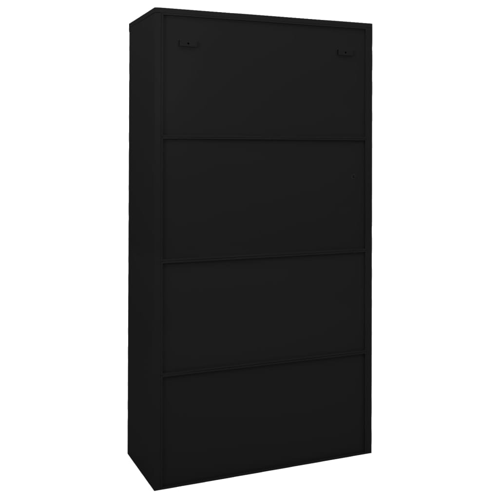 vidaXL Armario de oficina con puerta corredera acero negro 90x40x180cm