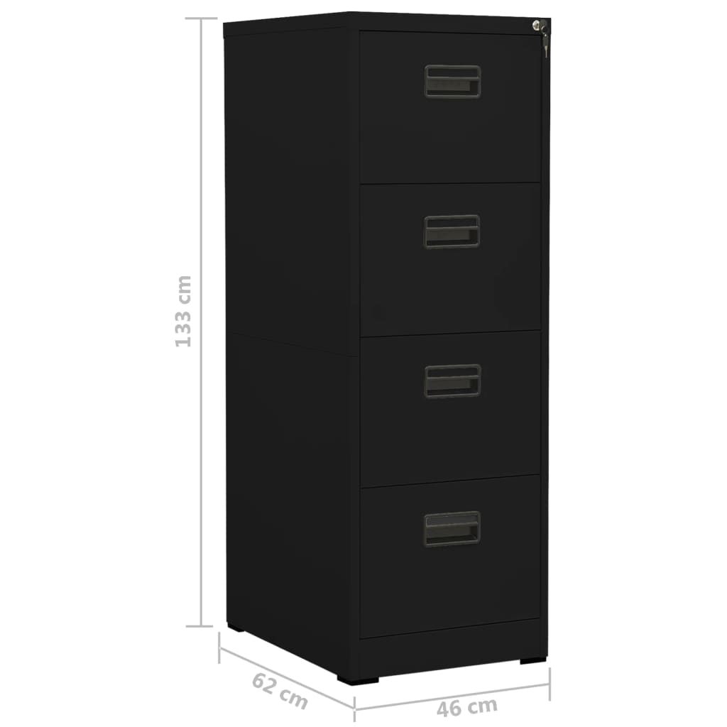 vidaXL Armario archivador de acero negro 46x62x133 cm