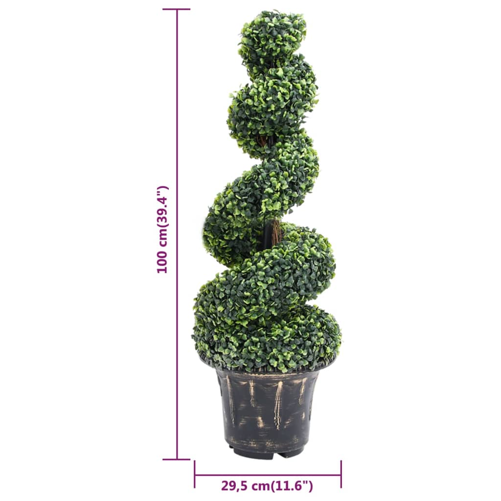 vidaXL Planta espiral de Boj artificial con macetero verde 100 cm