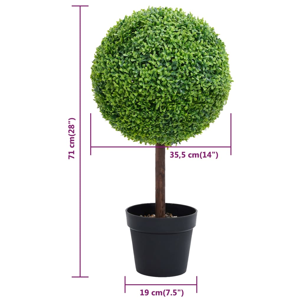 vidaXL Planta de boj artificial forma de bola con maceta verde 71 cm