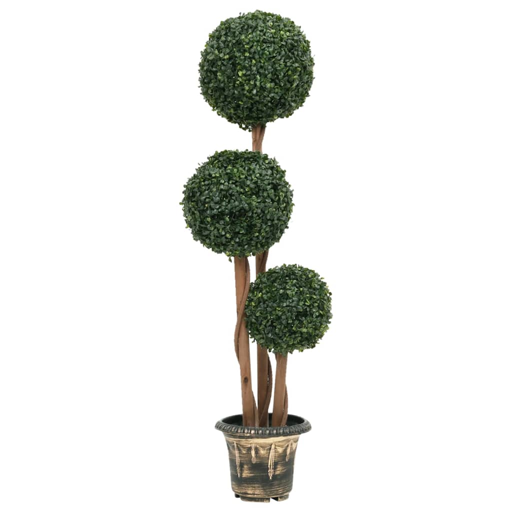 vidaXL Planta de boj artificial forma de bola con maceta verde 119 cm