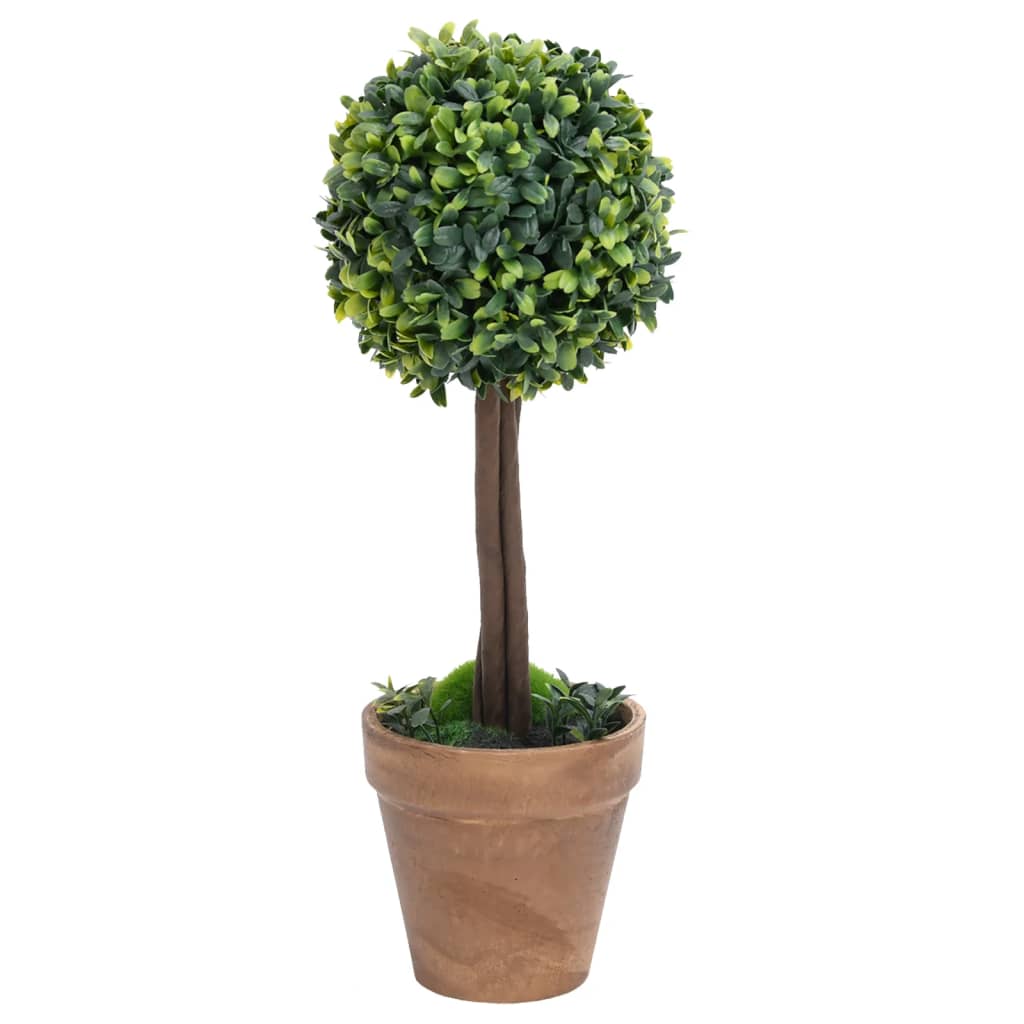 vidaXL Plantas de boj artificial 2 uds forma bola maceta verde 56 cm