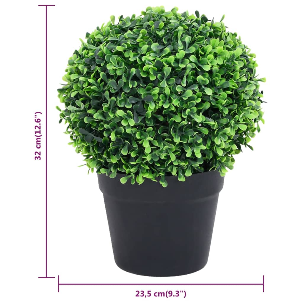 vidaXL Plantas de boj artificial 2 uds forma bola maceta verde 32 cm