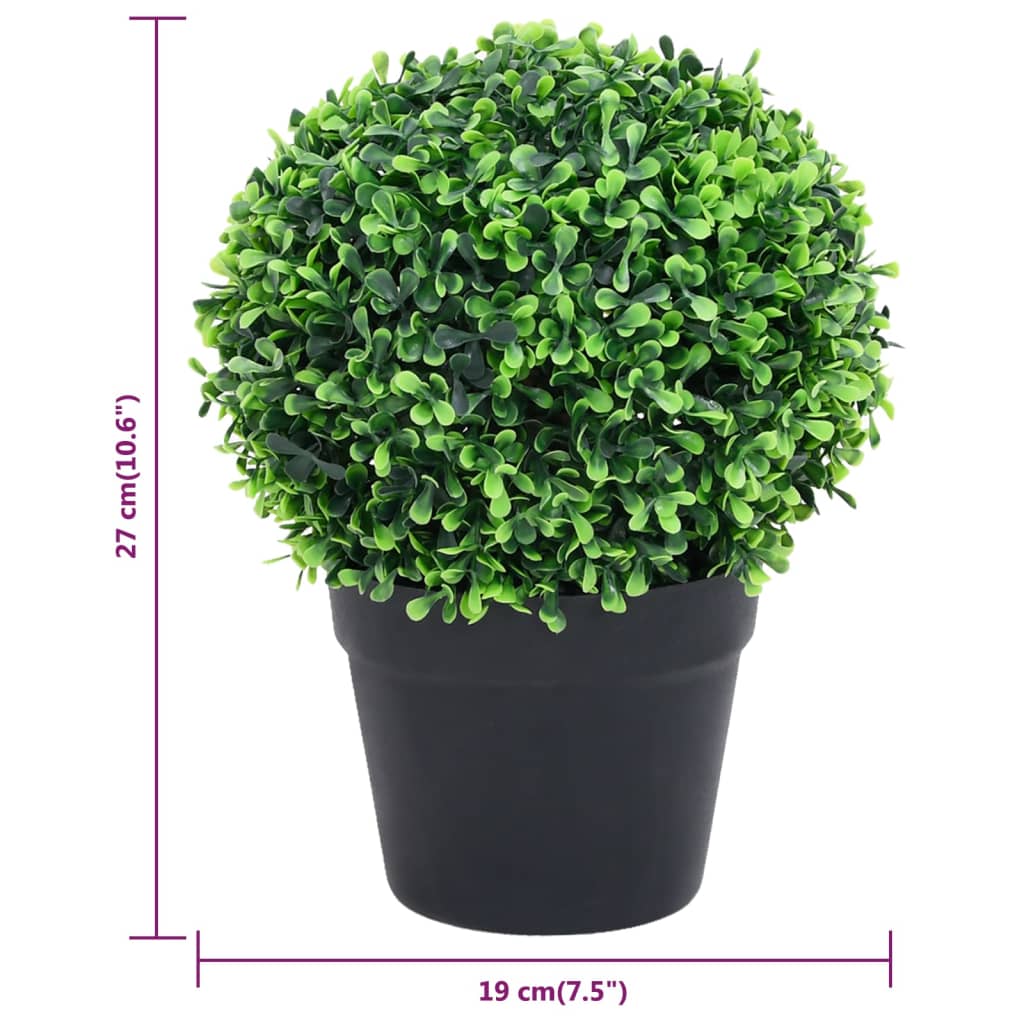 vidaXL Plantas de boj artificial 2 uds forma bola maceta verde 27 cm