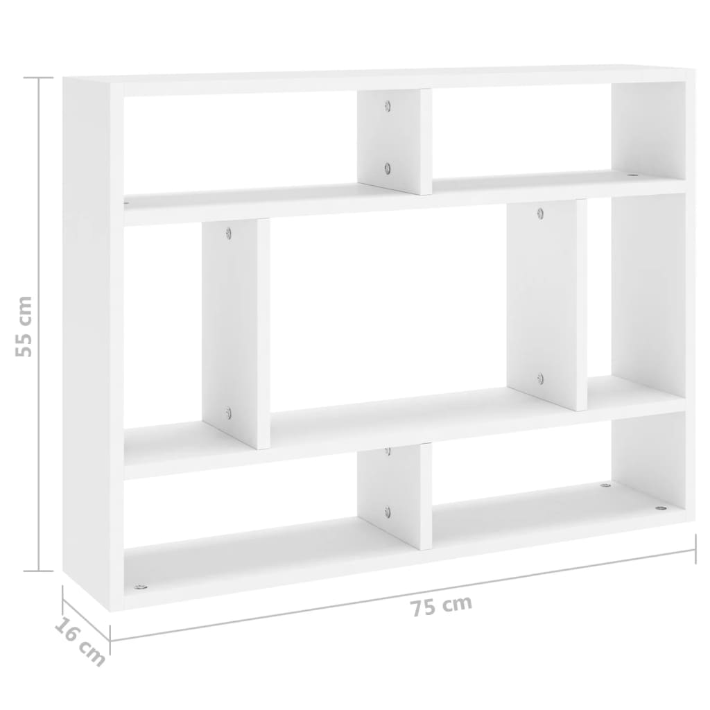 vidaXL Estantería de pared madera contrachapada blanco 75x16x55 cm