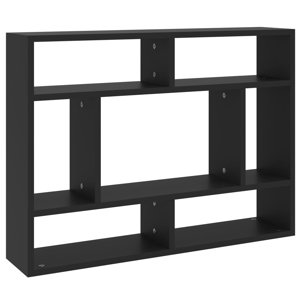 vidaXL Estantería de pared madera contrachapada negro 75x16x55 cm