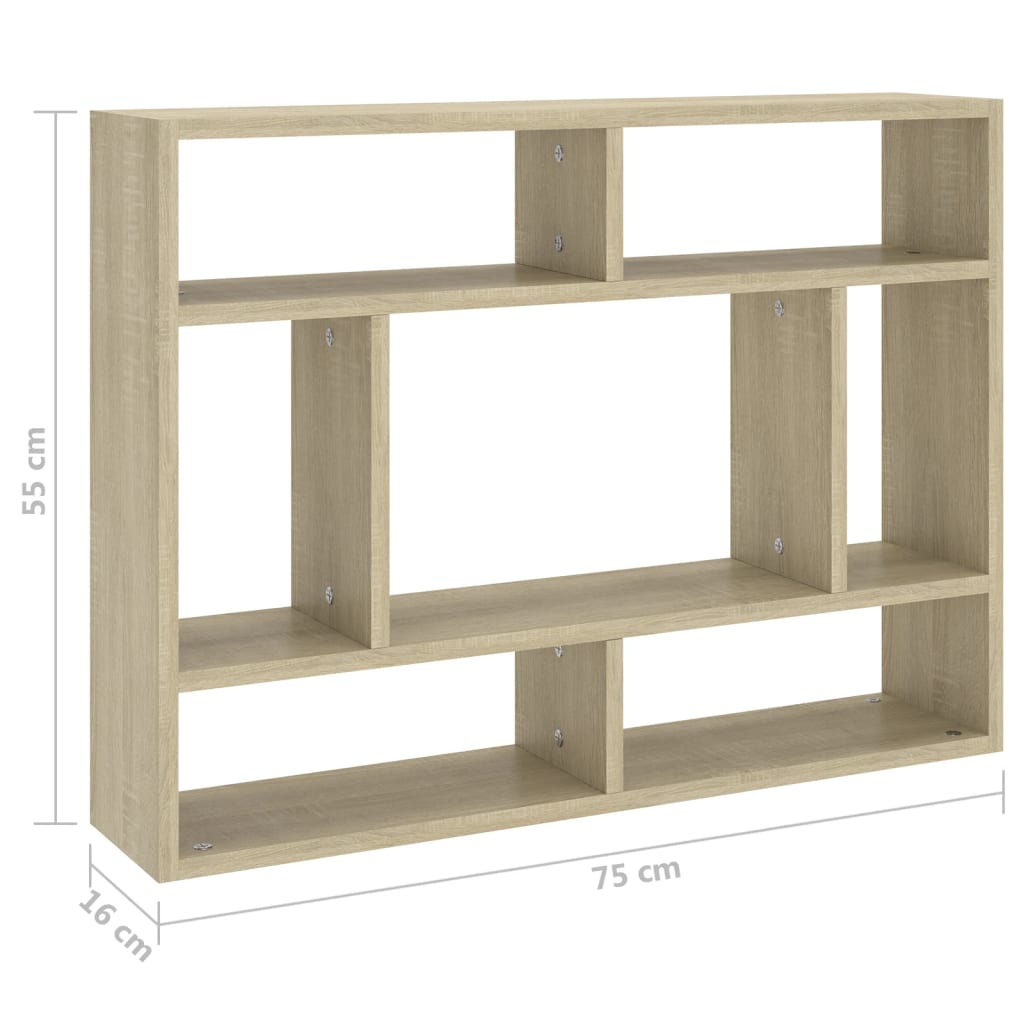 vidaXL Estantería de pared madera contrachapada color roble 75x16x55cm