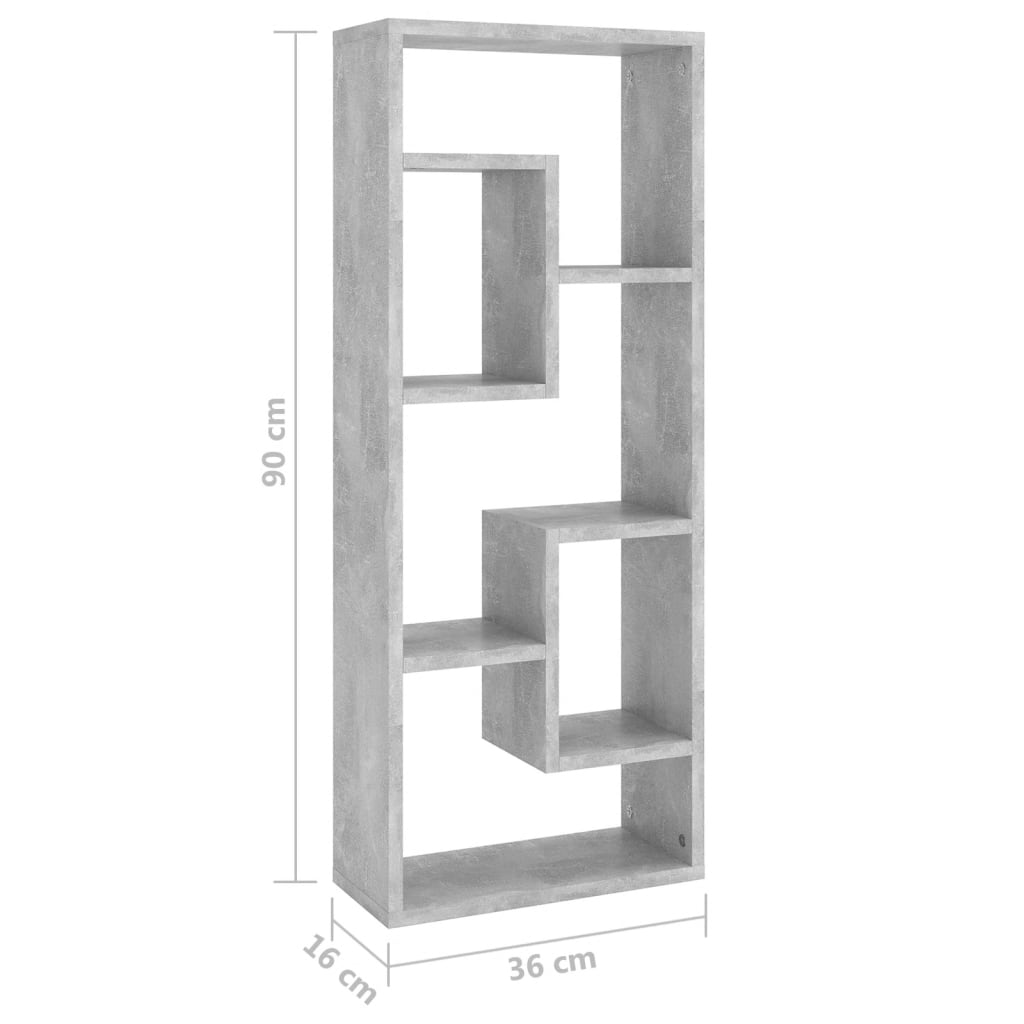 vidaXL Estantería de pared contrachapada gris hormigón 36x16x90 cm