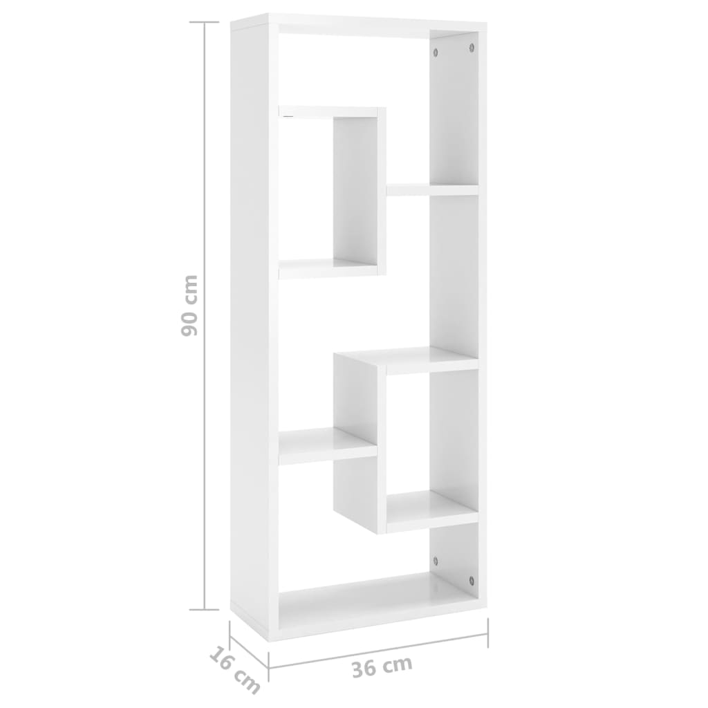 vidaXL Estantería de pared contrachapada blanco brillante 36x16x90 cm