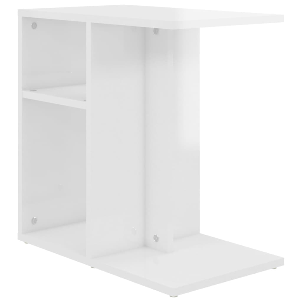 vidaXL Mesa auxiliar madera contrachapada blanco brillante 50x30x50 cm