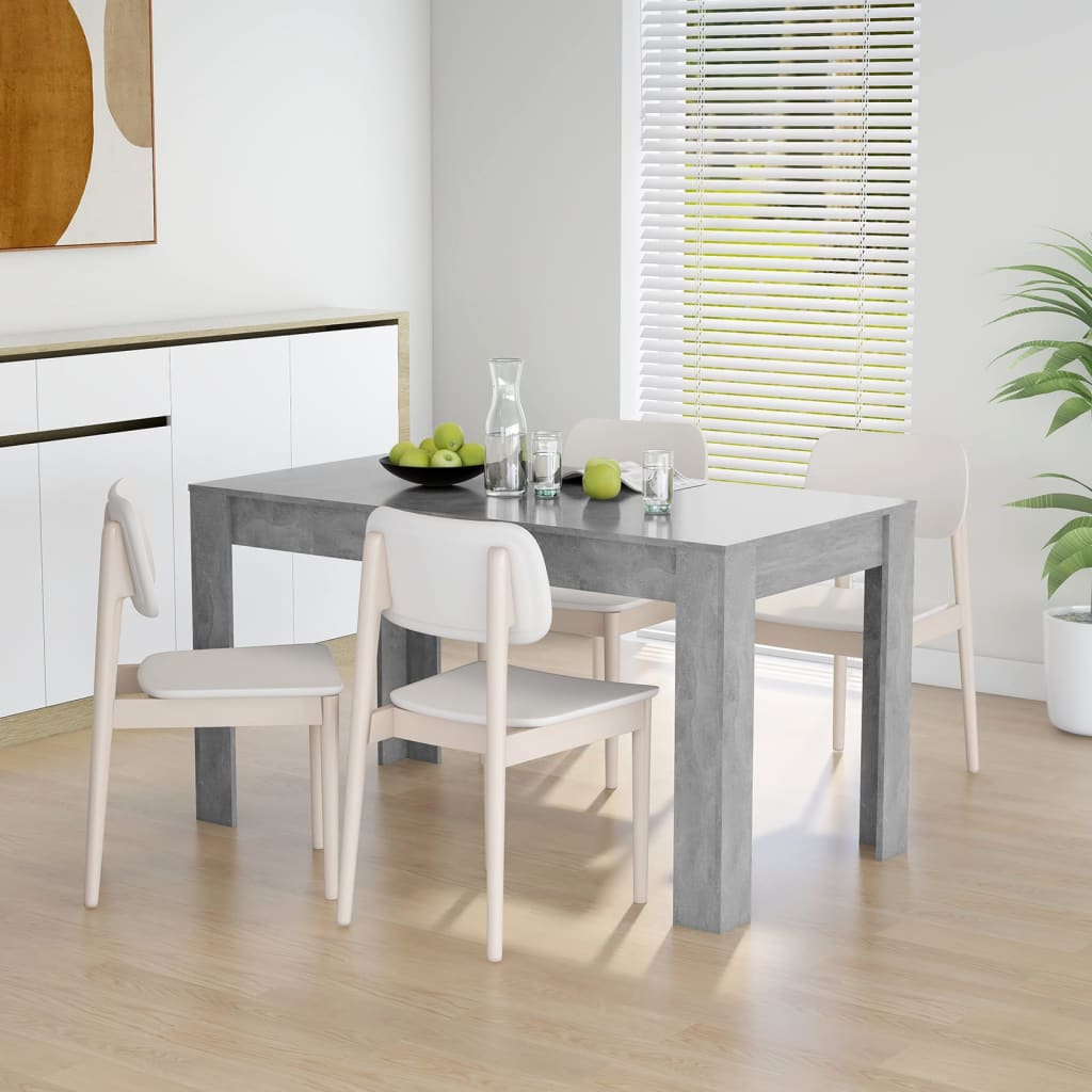 vidaXL Mesa de comedor contrachapada gris hormigón 140x74,5x76 cm