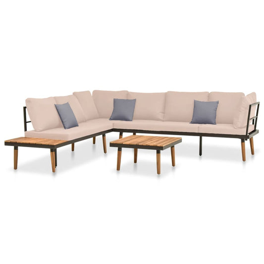 vidaXL Set muebles de jardín 4 piezas y cojines madera maciza acacia