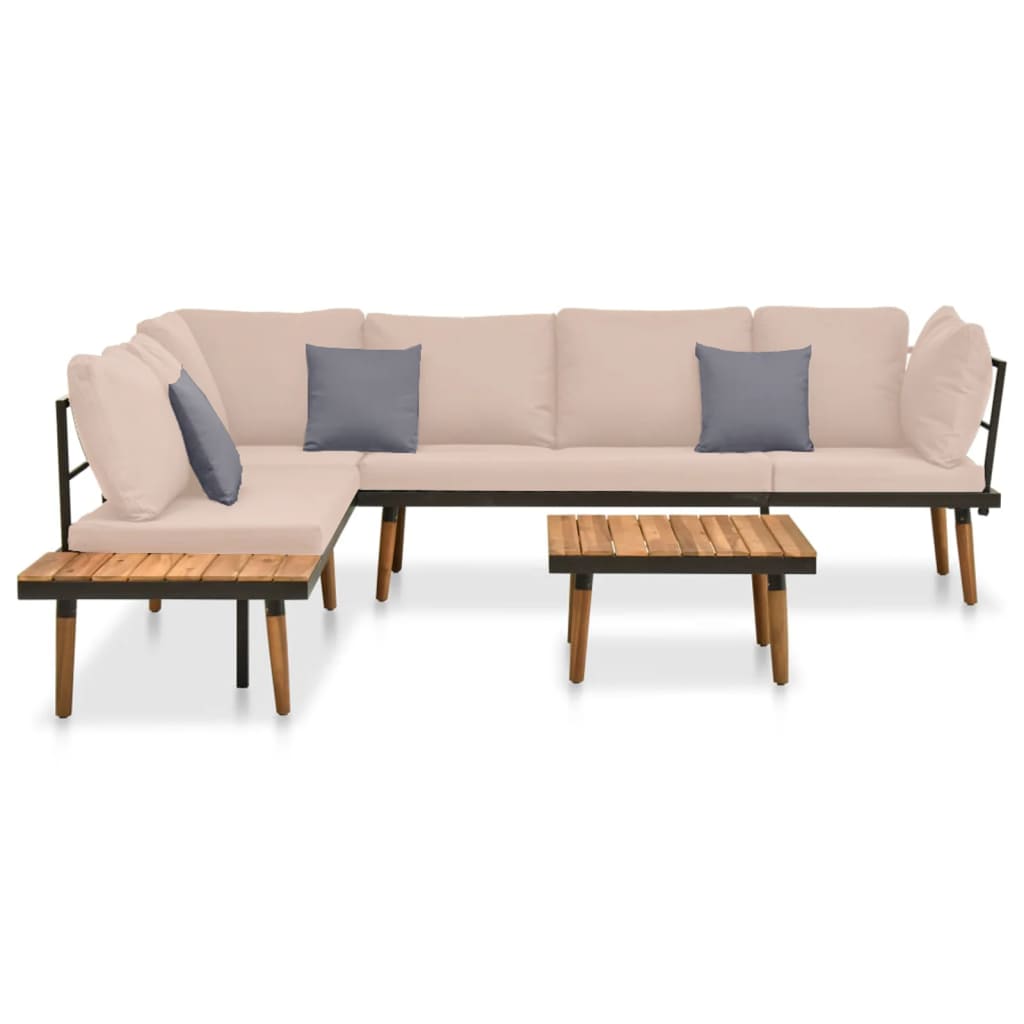 vidaXL Set muebles de jardín 4 piezas y cojines madera maciza acacia