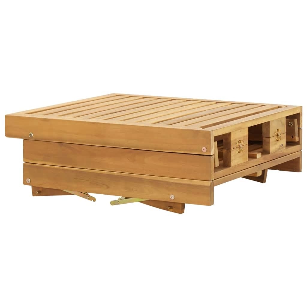 vidaXL Tumbona plegable con cojín madera maciza de acacia blancocrema