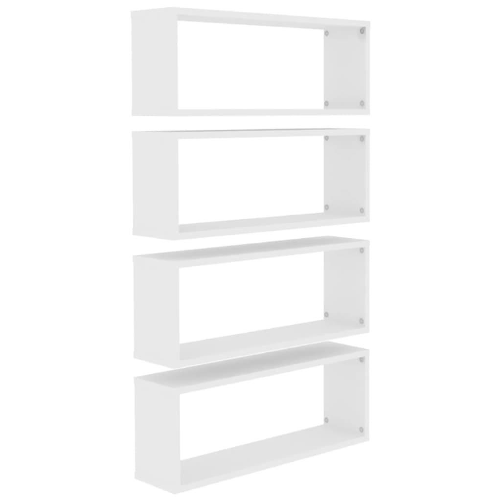 vidaXL Estante cubo de pared 4 uds contrachapado blanco 60x15x23 cm