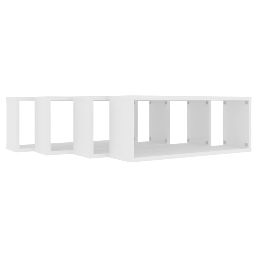 vidaXL Estante cubo de pared 4 uds contrachapado blanco 60x15x23 cm