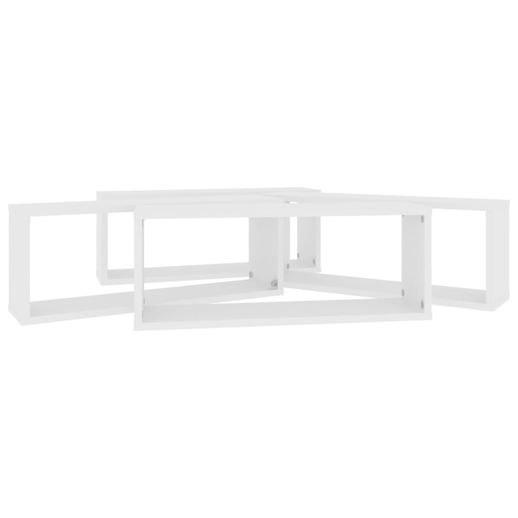 vidaXL Estante cubo de pared 4 uds contrachapado blanco 60x15x23 cm