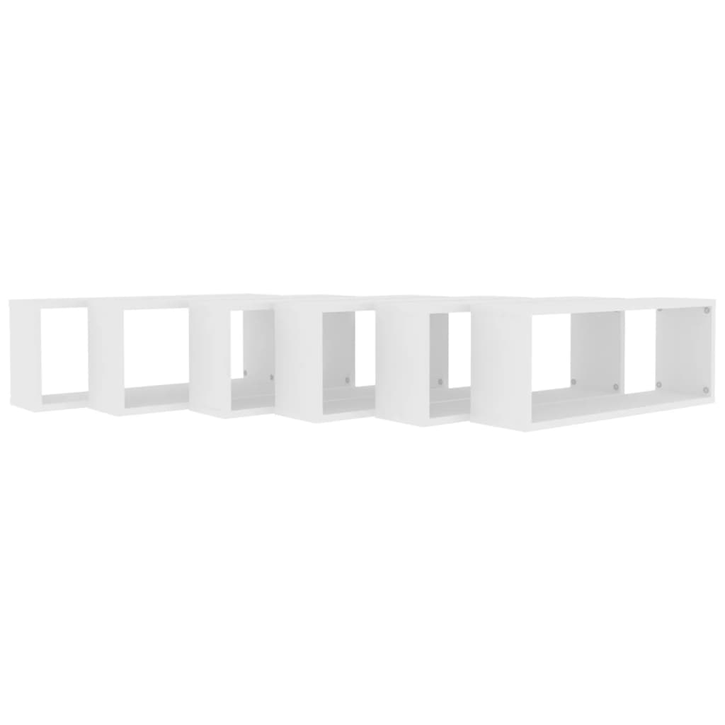 vidaXL Estantes cubo de pared 6 uds contrachapada blanco 60x15x23 cm