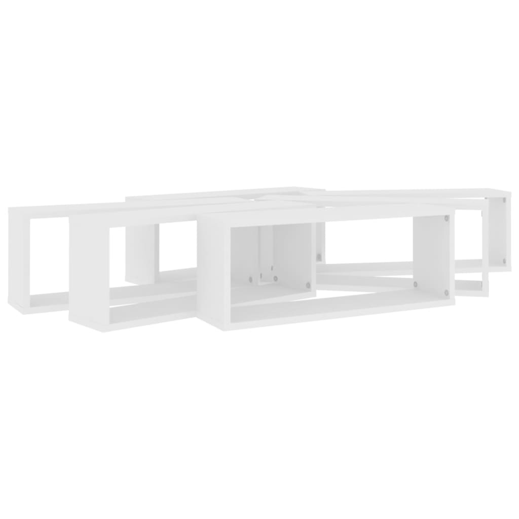 vidaXL Estantes cubo de pared 6 uds contrachapada blanco 60x15x23 cm