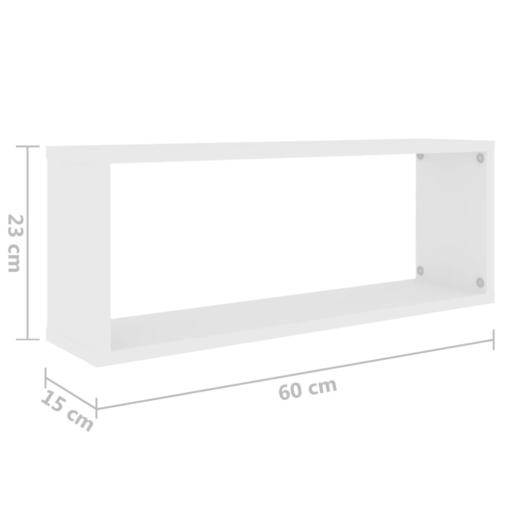 vidaXL Estantes cubo de pared 6 uds contrachapada blanco 60x15x23 cm